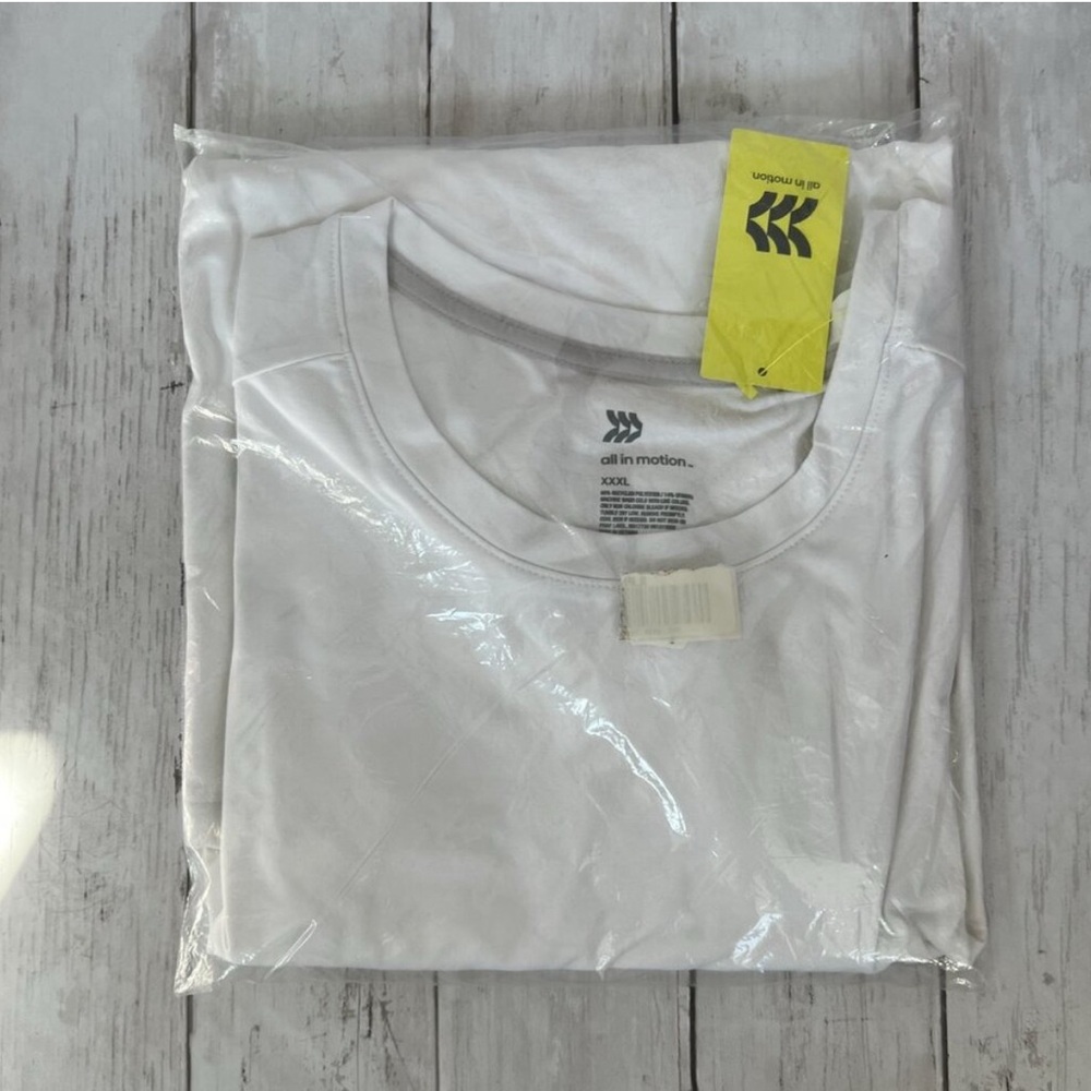 All in Motion Soft Stretch White Short Sleeve Athletic T-Shirt NEW Size XXXL NWT